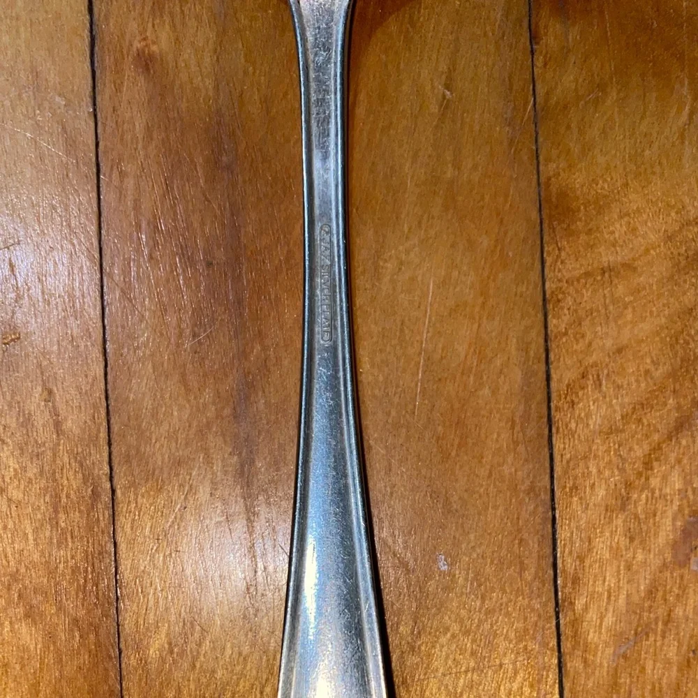 Vintage Ajax Silverplate Extra Wide Serving Spoons with Intricate Designs